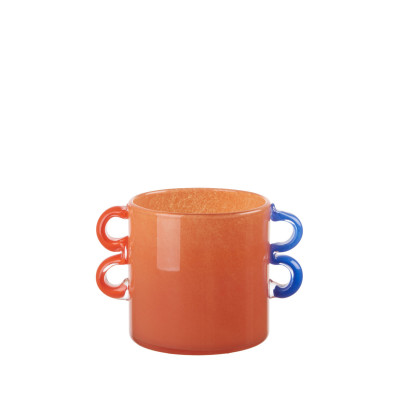 L'Oca Nera - Ethno Chic - Vaso in vetro basso con manici dal design moderno - Colore: Verde - SKU: 1M318
