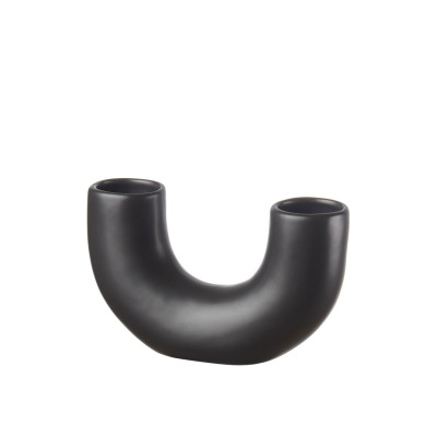 L'Oca Nera - Urban - Vaso piccolo in porcellana a forma di U dal design moderno - Colore: Nero - SKU: 1M252