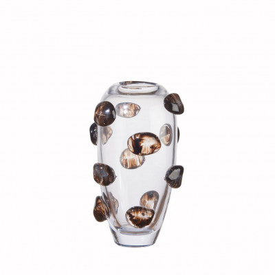 L'Oca Nera - Contemporaneo - Vaso piccolo in vetro da arredo con pietre in vetro incastonate - Colore: Trasparente - SKU: 1M325