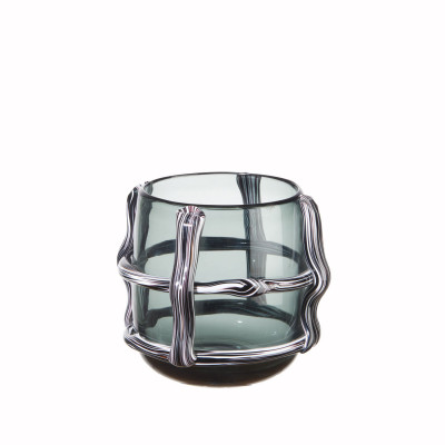 L'Oca Nera - Urban - Vaso piccolo in vetro dal design moderno - Colore: Grigio Fumè - SKU: 1M327