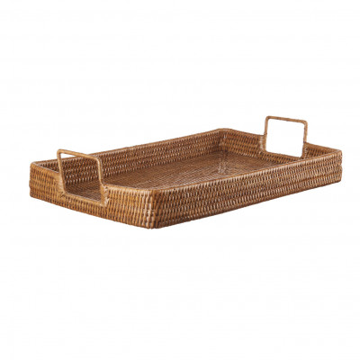  L'Oca Nera - Modern Country - Vassoio rettangolare medio in rattan - Colore: Marrone - SKU: 1R111 