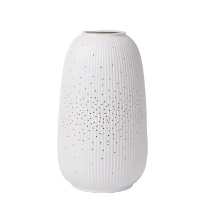 Lucide - Flores - Abatjour da comodino in porcellana dal design moderno ed elegante - Colore: Bianco - 1 Lampadina E14 25W - IP20 - SKU: 13541/14/31