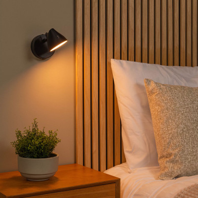 Lucide - Milne - Applique a parete con LED dimmerabile - Colore: Nero - 1 Lampadina Led Integrato 8W - Lumen 250 - Gradi Kelvin 2700k Luce Calda - IP20 - SKU: 44216/08/30