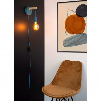 Lucide Pola Applique a parete per cameretta struttura in metallo e legno dal design moderno Colore: Blu