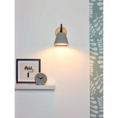 Lucide - Possio - Applique con struttura in metallo e diffusore in cemento dal design moderno - Colore: Tortora - 1 Lampadina E27 40W - IP20 - SKU: 03213/01/41