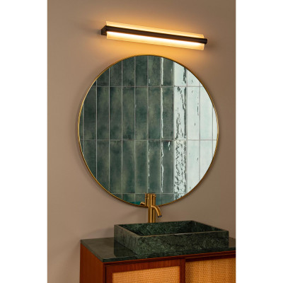 Lucide - Wanda - Applique da bagno a LED grande in metallo da design moderno - Colore: Nero - 1 Lampadina Led Integrato 19W - Lumen 800 - Gradi Kelvin 3000k Luce Calda - IP44 - SKU: 04212/18/30