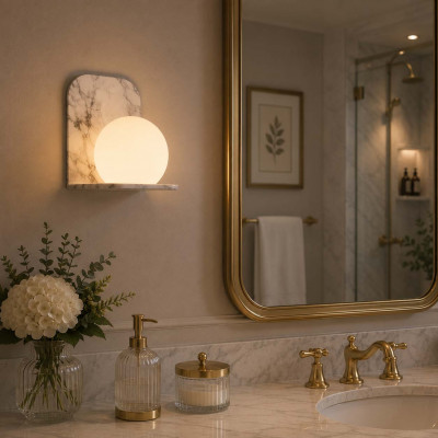 Lucide Davy Applique da bagno in metallo con diffusore in vetro Colore: Grigio