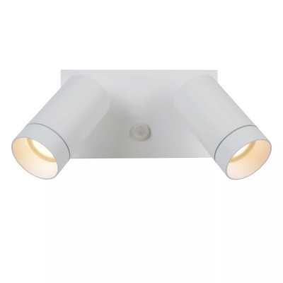 Lucide Taylor Applique da esterno con 2 diffusori orientabili in alluminio e sensore movimento Colore: Bianco