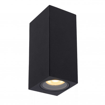 Lucide Zaro Applique da esterno con struttura alta in alluminio cubica dal design moderno Colore: Nero