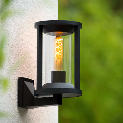 Lucide - Cadix - Applique da esterno con struttura in alluminio moderna e diffusore in pvc - Colore: Nero - 1 Lampadina E27 15W - 65 - SKU: 15803/01/30