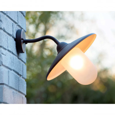 Lucide - Aruba - Applique da esterno con struttura in metallo e diffusore in vetro satinato - Colore: Ruggine - 1 Lampadina E27 60W - 44 - SKU: 11870/01/97