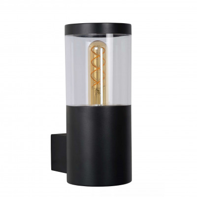 Lucide Fedor Applique da esterno con struttura moderna in acciaio e diffusore in vetro Colore: Nero