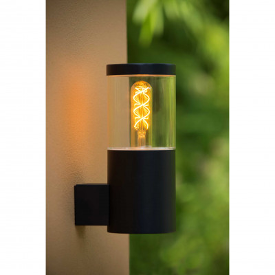 Lucide - Fedor - Applique da esterno con struttura moderna in acciaio e diffusore in vetro - 1 Lampadina E27 40W - 44 - SKU: 14899/01/