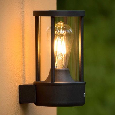 Lucide - Lori - Applique da esterno in alluminio e diffusore in vetro dal design moderno - Colore: Antracite - 1 Lampadina E27 15W - 44 - SKU: 14893/01/30