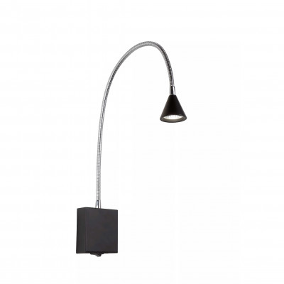 Lucide - Buddy - Applique da parete a LED con struttura in metallo e diffusore orientabile - Colore: Nero - 1 Lampadina - Led Integrato - 4W - Lumen 405 - Gradi Kelvin 4000k Luce Naturale - IP20 - SKU: 18293/03/30