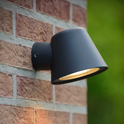 Lucide - Dingo LED - Applique da parete a LED per esterni con struttura in alluminio design moderno - 1 Lampadina GU10 5W - Lumen 320 - Gradi Kelvin 3000k Luce Calda - 44 - SKU: 14881/05/