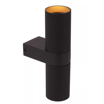 Lucide - Clubs - Applique da parete con struttura in alluminio e doppia sorgente luminosa - Colore: Nero - 2 Lampadine GU10 50W - IP20 - SKU: 09239/02/30