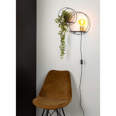 Lucide - Circle - Applique da parete con struttura in metallo dalle linee moderne - Colore: Nero - 1 Lampadina E27 40W - IP20 - SKU: 21225/01/30