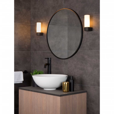 Lucide - Jesse - Applique da parete con struttura in metallo e diffusore in vetro a cilindro - Colore: Nero - 1 Lampadina G9 33W - IP20 - SKU: 04202/01/30