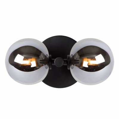 Lucide - Tycho - Applique da parete con struttura moderna in acciaio e 2 diffusori in vetro - Colore: Nero - 2 Lampadine - G9 - 28W - 20 - SKU: 45274/02/30