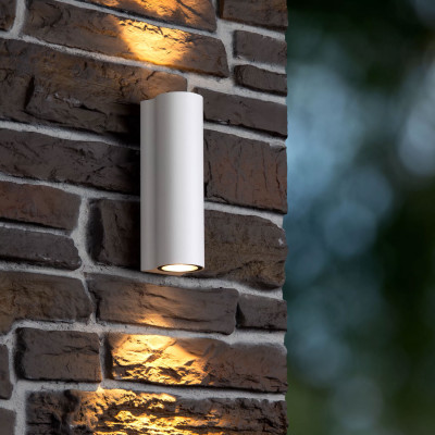 Lucide Akra Applique da parete per esterni con doppio LED e struttura in alluminio Colore: Bianco