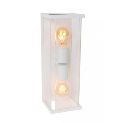 Lucide - Claire - Applique da parete per esterni in metallo con doppio diffusore in vetro - Colore: Bianco - 2 Lampadine E27 60W - IP54 - SKU: 27883/02/31