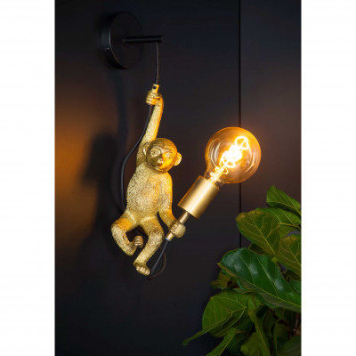 Lucide - Extravaganza Chimp - Applique da parete struttura in metallo e scimmietta pvc dal design moderno - Colore: Oro - 1 Lampadina E27 40W - IP20 - SKU: 10202/01/30