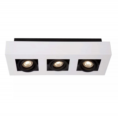 Lucide - Xirax - Faretto 3 diffusori a LED orientabili e struttura in alluminio di design moderno - Colore: Bianco - 3 Lampadine - GU10 - 5W - Lumen 320 x3 - Gradi Kelvin 3000k Luce Calda - IP20 - SKU: 09119/16/31