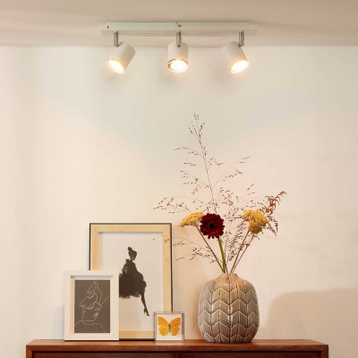 Lucide - Rilou - Faretto a LED dimmerabile struttura in metallo e triplo diffusore orientabile - Colore: Bianco - 3 Lampadine GU10 5W - Lumen 320 x3 - Gradi Kelvin 3000k Luce Calda - 20 - SKU: 26994/15/31