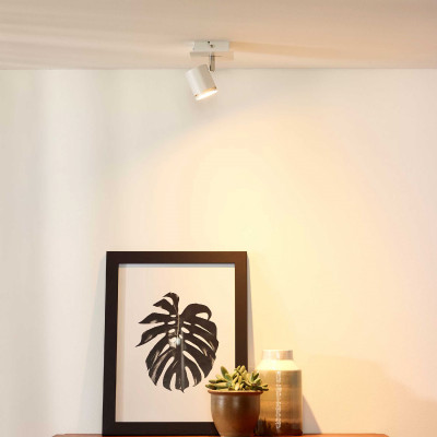 Lucide - Rilou - Faretto a LED dimmerabile struttura in metallo moderna e diffusore orientabile - Colore: Bianco - 1 Lampadina GU10 5W - Lumen 320 - Gradi Kelvin 3000k Luce Calda - 20 - SKU: 26994/05/31