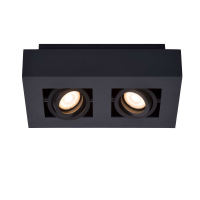 Lucide - Xirax - Faretto a LED in alluminio e 2 diffusori orientabili dal design moderno - Colore: Nero - 2 Lampadine - GU10 - 5W - Lumen 320 x2 - Gradi Kelvin 3000k Luce Calda - IP20 - SKU: 09119/11/30