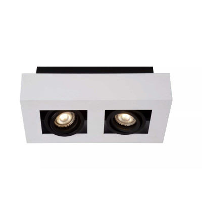 Lucide - Xirax - Faretto a LED in alluminio e 2 diffusori orientabili dal design moderno - Colore: Bianco - 2 Lampadine - GU10 - 5W - Lumen 320 x2 - Gradi Kelvin 3000k Luce Calda - IP20 - SKU: 09119/11/31