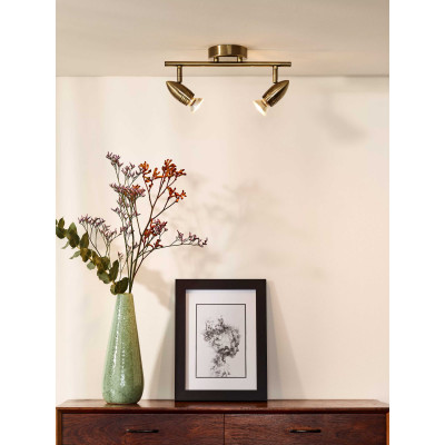 Lucide - Caro - Faretto a LED in metallo con doppio diffusore orientabile dal design moderno - 2 Lampadine GU10 5W - Lumen 350 x2 - Gradi Kelvin 3000k Luce Calda - 20 - SKU: 13955/10/