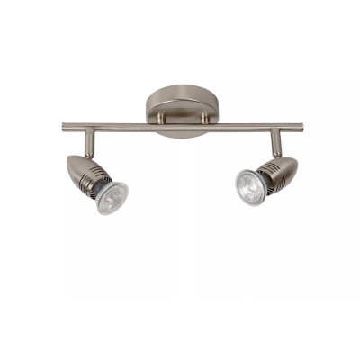 Lucide - Caro - Faretto a LED in metallo con doppio diffusore orientabile dal design moderno - Colore: Satinato - 2 Lampadine - GU10 - 5W - Lumen 350 x2 - Gradi Kelvin 3000k Luce Calda - 20 - SKU: 13955/10/12
