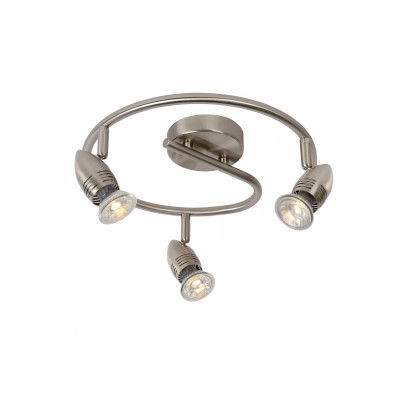 Lucide - Caro - Faretto a LED in metallo con triplo diffusore orientabile dal design moderno - Colore: Satinato - 3 Lampadine - GU10 - 5W - Lumen 350 x3 - Gradi Kelvin 3000k Luce Calda - 20 - SKU: 13955/14/12