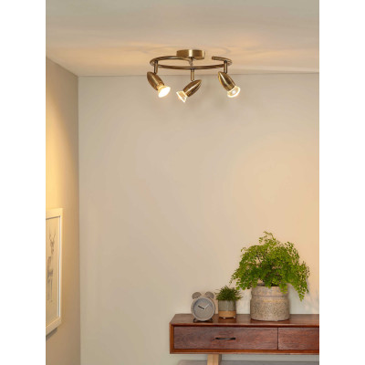 Lucide - Caro - Faretto a LED in metallo con triplo diffusore orientabile dal design moderno - 3 Lampadine GU10 5W - Lumen 350 x3 - Gradi Kelvin 3000k Luce Calda - 20 - SKU: 13955/14/
