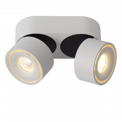 Lucide - Yumiko - Faretto a LED moderno con doppio diffusore tubolare in alluminio orientabile - Colore: Bianco - 2 Lampadine - Led Integrato - 10W - Lumen 445 x2 - Gradi Kelvin 3000k Luce Calda - 20 - SKU: 35911/16/31
