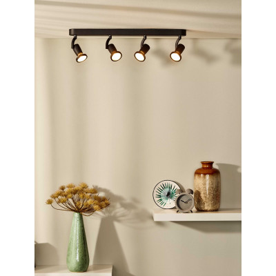Lucide - Jaster-LED - Faretto a LED struttura in metallo lineare con 4 diffusori orientabili - 4 Lampadine GU10 5W - Lumen 350 x4 - Gradi Kelvin 3000k Luce Calda - 20 - SKU: 11903/20/