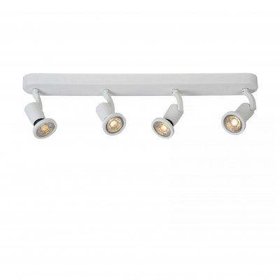 Lucide - Jaster-LED - Faretto a LED struttura in metallo lineare con 4 diffusori orientabili - Colore: Bianco - 4 Lampadine - GU10 - 5W - Lumen 350 x4 - Gradi Kelvin 3000k Luce Calda - 20 - SKU: 11903/20/31