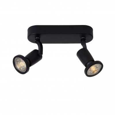 Lucide - Jaster-LED - Faretto a LED struttura in metallo moderna e doppio diffusore orientabile - Colore: Nero - 2 Lampadine - GU10 - 5W - Lumen 320 x2 - Gradi Kelvin 3000k Luce Calda - 20 - SKU: 11903/10/30