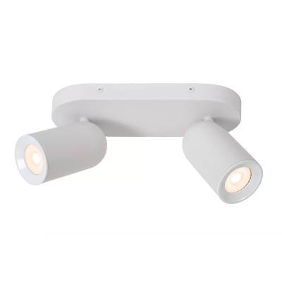 Lucide - Punch - Faretto a soffitto in metallo doppio diffusore orientabile dal design moderno - Colore: Bianco - 2 Lampadine - GU10 - 35W - IP20 - SKU: 13958/02/31