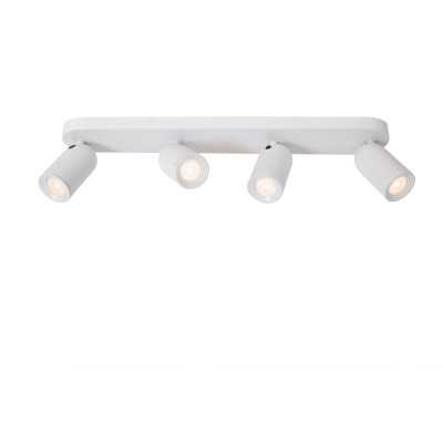 Lucide - Punch - Faretto a soffitto in metallo quattro diffusori orientabili dal design moderno - Colore: Bianco - 4 Lampadine - GU10 - 35W - IP20 - SKU: 13958/04/31