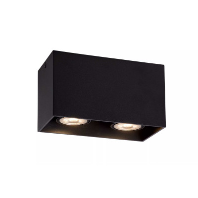 Lucide - Bodi - Faretto con doppio diffusore con struttura in alluminio dal design moderno - Colore: Nero - 2 Lampadine - GU10 - 50W - IP20 - SKU: 09101/02/30