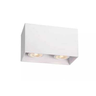 Lucide - Bodi - Faretto con doppio diffusore con struttura in alluminio dal design moderno - Colore: Bianco - 2 Lampadine - GU10 - 50W - IP20 - SKU: 09101/02/31