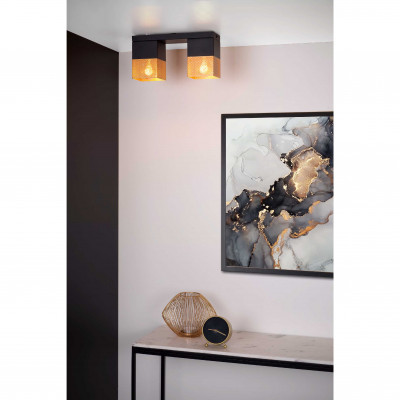 Lucide - Renate - Faretto con struttura e con doppio diffusore in metallo dal design moderno - Colore: Nero/Oro - 2 Lampadine E27 40W - 20 - SKU: 21123/02/02