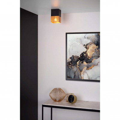 Lucide - Renate - Faretto con struttura e diffusore in metallo dal design moderno - Colore: Nero/Oro - 1 Lampadina E27 40W - 20 - SKU: 21123/01/02