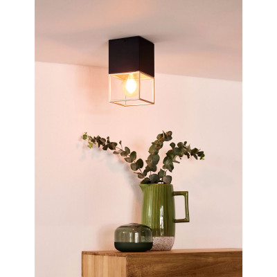 Lucide - Rixt - Faretto con struttura in metallo dal design moderno con singolo diffusore - Colore: Nero/Oro - 2 Lampadine E27 40W - 20 - SKU: 21120/01/30