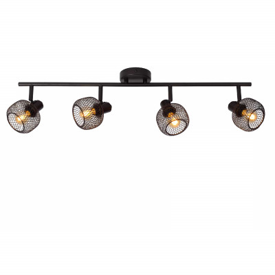 Lucide - Maren - Faretto con struttura lineare in metallo moderna e 4 diffusori orientabili - Colore: Nero - 4 Lampadine - E14 - 40W - 20 - SKU: 77978/04/30