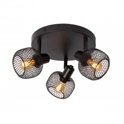 Lucide - Maren - Faretto con struttura rotonda in metallo moderna e 3 diffusori orientabili - Colore: Nero - 3 Lampadine - E14 - 40W - 20 - SKU: 77978/13/30