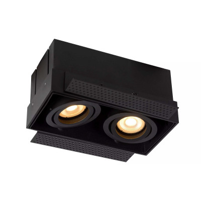 Lucide - Trimless - Faretto da incasso con struttura in alluminio con doppio faretto orientabile - 2 Lampadine GU10 50W - IP20 - SKU: 09925/02/